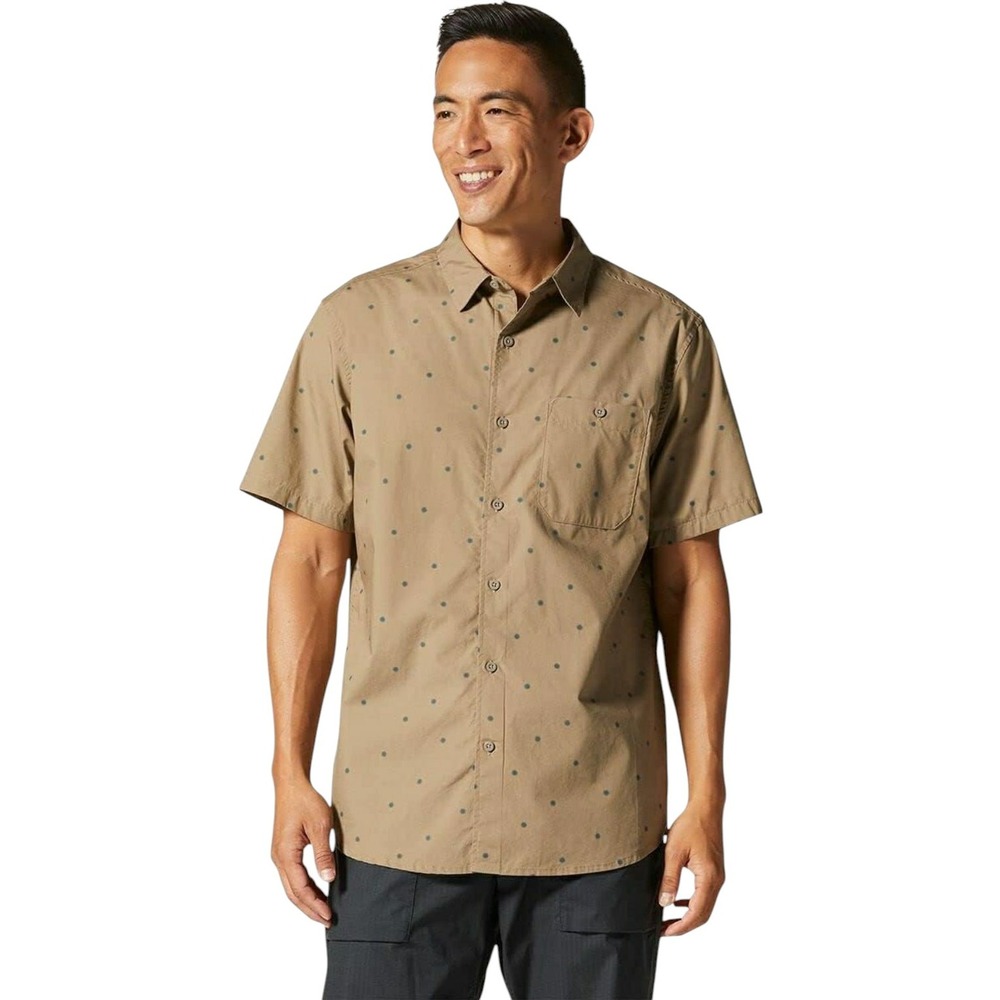 Mountain Hardwear Men's Size Large Button Up Shirt Short Sleeve Green Cottonwood